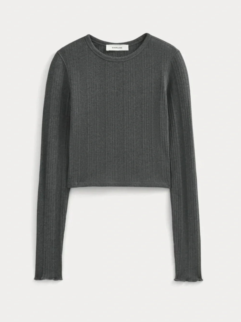 Everlane Lounge Rib Cropped Shirt - Gray